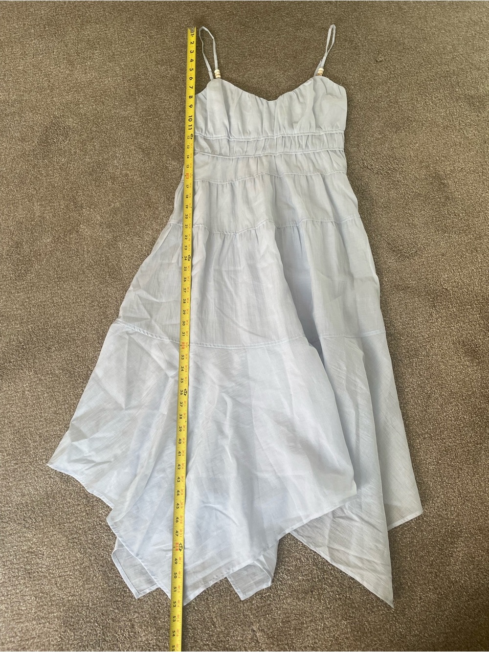 Nordstrom Lost + Wander Pale Blue Oasis Handkerchief Boho Maxi Dress Size S NWT - Picture 11 of 11